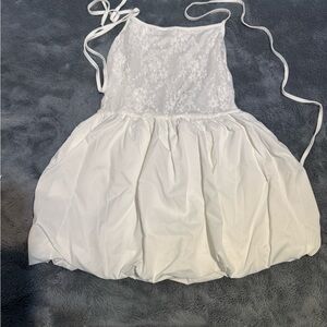 White Lace Bodice Bubble Hem Dress size M